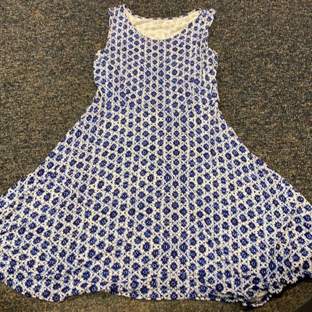 A.N.A Blue and white fit and flare dress sz. L